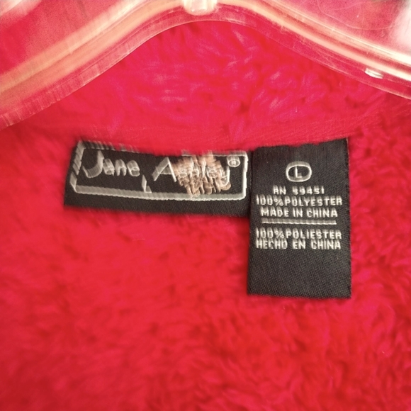 Women's Vest Jane Ashley Casual Sherpa Fleece Zip Up Vest Red Size Large - Picture 6 of 10